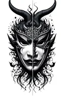 kuro oni mask split in half tattoo design idea