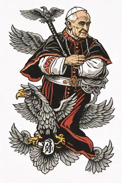 the pope john paul with the polish eagle tattoo design idea