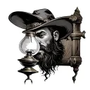 bray wyatt miner's lamp tattoo design idea