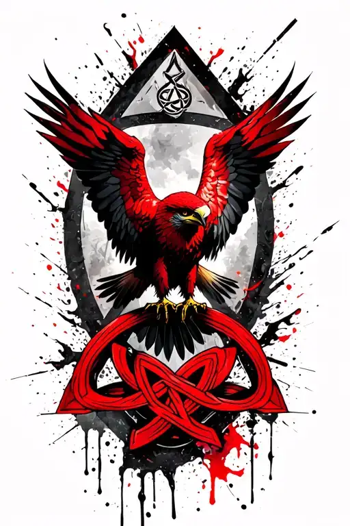 Red Kite surrounded by a triangle made from a celtic trinity knot tattoo design idea