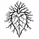 I kind of thought that the root comes out of the whole heart and the cross is in the middle of it in the shape of veins tattoo design idea