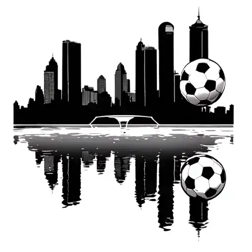 Pittsburgh skyline and sport elements  tattoo design idea