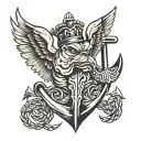 Bulldog eagle anchor world tattoo design idea