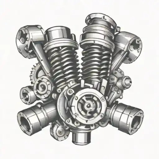 camshaft and pistons tattoo design idea