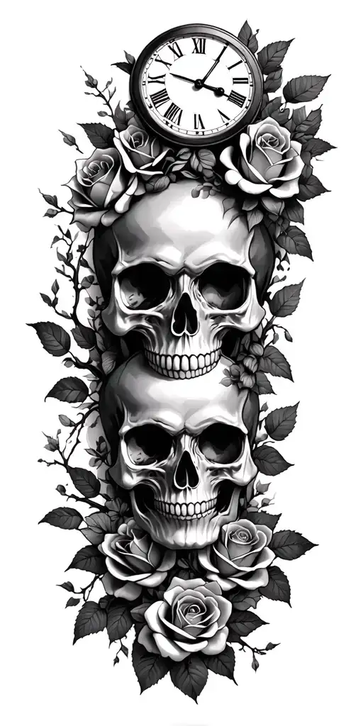 skull,roses,clock,filagre, trees ,evil eye tattoo design tattoo design idea