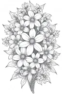 daisies daffodils cherry blossoms bouquet tattoo design idea