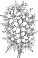 daisies daffodils cherry blossoms bouquet tattoo design idea