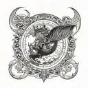 viking theme moon phase tattoo design idea