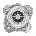 viking theme moon phase tattoo design idea