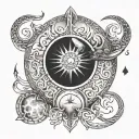 viking theme moon phase tattoo design idea