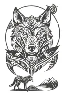 wolf looking straight tattoo design idea