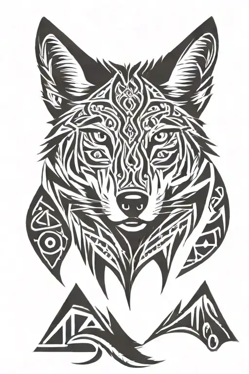 wolf looking straight tattoo design idea