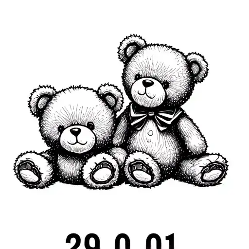 "29.01" Women's tattoo, a small teddy bear who personifies the relationship of a man and woman tattoo design idea
