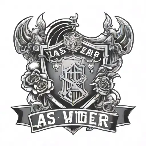 A tattoo design merging the logos of Las Vegas Raiders and Manchester United in a creative and cohesive way tattoo design idea
