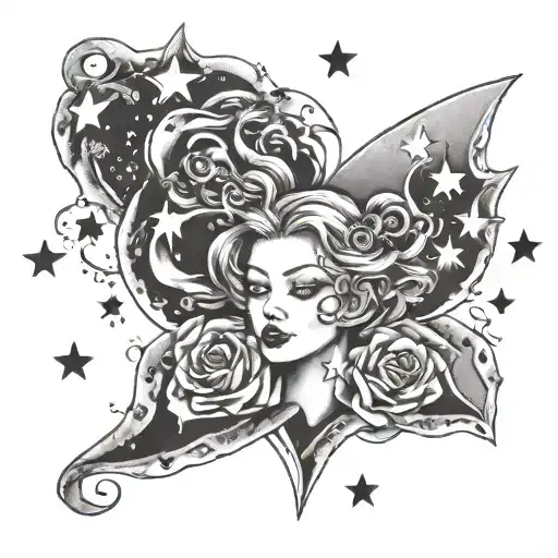 "R.I.P SABRINA 12/24/1987 - 7/17/2022" with hearts and stars around it tattoo design idea