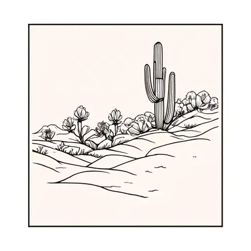 floral Arizona desert landscape tattoo design idea
