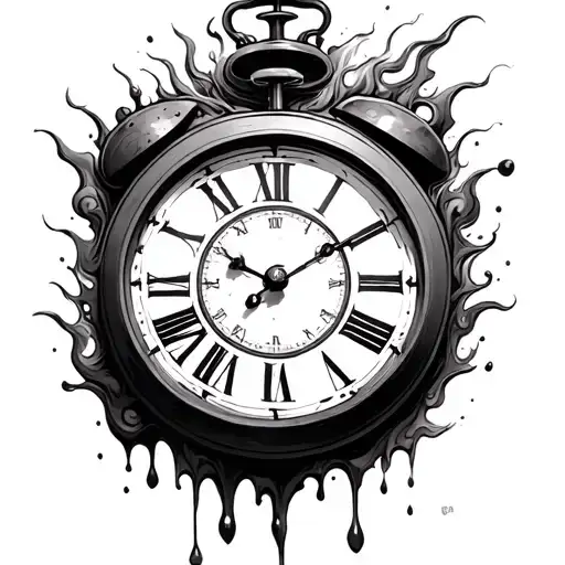 clock melting tattoo design idea