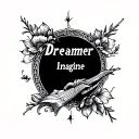 word "Dreamer" for men tattoo inspired by the song imagine by John y tattoo design idea