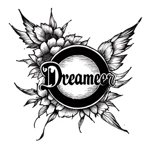 word "Dreamer" for men tattoo inspired by the song imagine by John y tattoo design idea