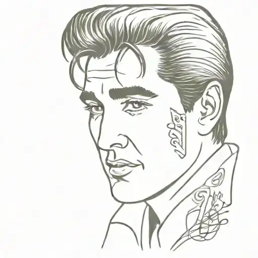 Elvis Presley faces and notes floating tattoo design idea