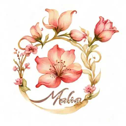 adopted mom symbol with aprils birth flower and the name Makayla  tattoo design idea
