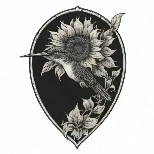 sunflower hummingbird tattoo design idea