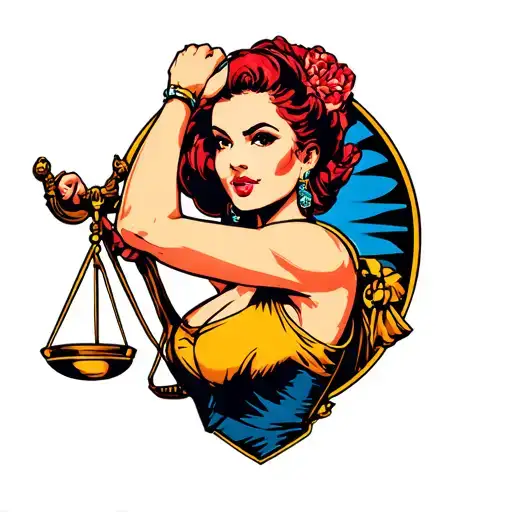 Rosie the riveter lady justice tattoo design idea