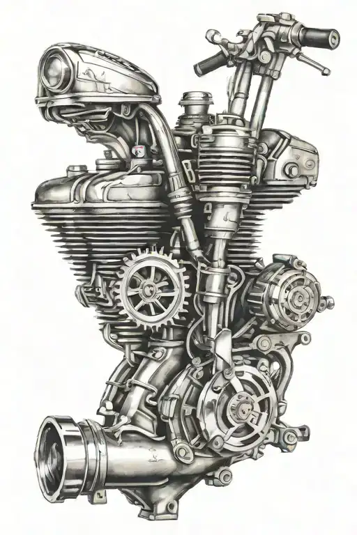 motorcycle engine tattoo design idea