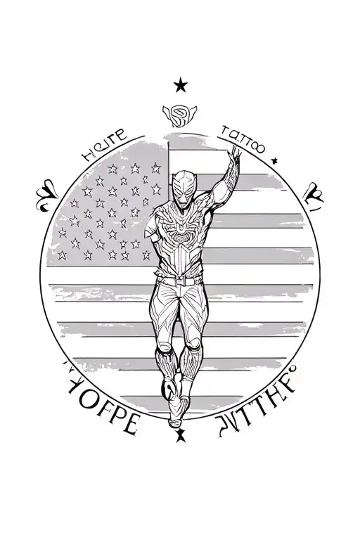 Fine line tattoo with Inspiration From Kendrick, Lamar, Chadwick Boseman, as Black Panther the black American flag, Hope tattoo design idea
