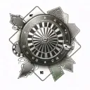 A roulette wheel with the ball landing on the client's lucky number, surrounded by a deck of cards and poker chips tattoo design idea