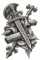 Bible and sword tattoo design idea