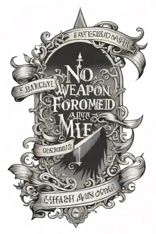 No weapon formed against me shall prosper Isaiah 54:17 tattoo design idea