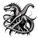 Dong Son tribal tattoo design featuring DNA double helix and dinosaur motifs. tattoo design idea