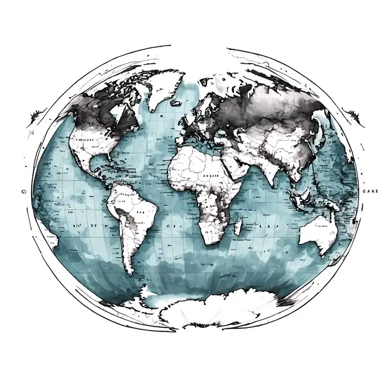 old map of the world tattoo design idea