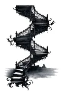 Lower Arm Design (Forearm):	•	Continuation of Elements: The staircase will continue onto the forearm, maintaining the f tattoo design idea