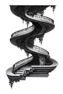 Lower Arm Design (Forearm):	•	Continuation of Elements: The staircase will continue onto the forearm, maintaining the f tattoo design idea