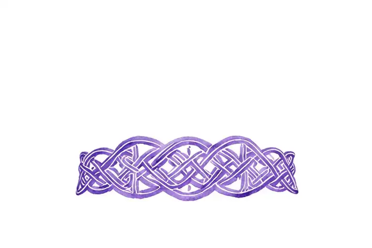 garter belt made of Celtic knots in purple tattoo design idea