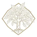 Pecan tree with roots inside diamond outline tattoo design idea