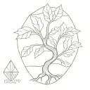 Pecan tree with roots inside diamond outline tattoo design idea