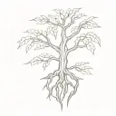 Pecan tree with roots inside diamond outline tattoo design idea