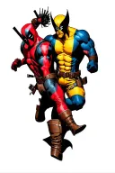 Deadpool and Wolverine fighting tattoo design idea