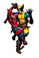 Deadpool and Wolverine fighting tattoo design idea