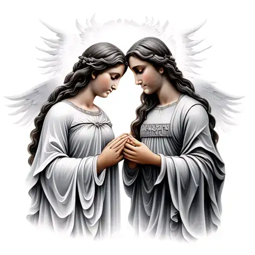 mother still on earth father in heaven holding hands tattoo design idea