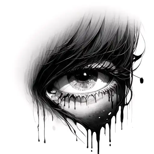 girl bleeding from eyes tattoo design idea