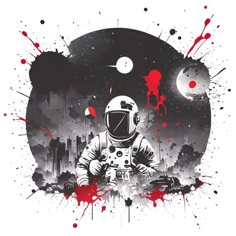 Space landscape tattoo design idea