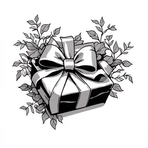 liana vines wrapped with a present bow tattoo design idea