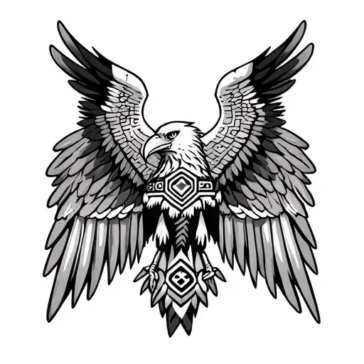 club america with eagle wings spread  with aztec design tattoo design idea