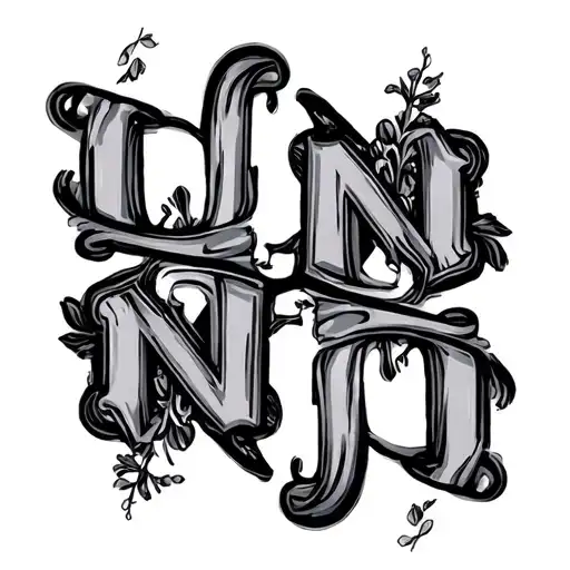 "L M N O" overlapping each other tattoo design idea