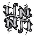 "L M N O" overlapping each other tattoo design idea