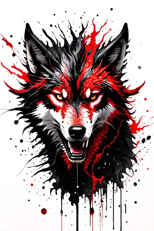 dragon and wolf tattoo design idea